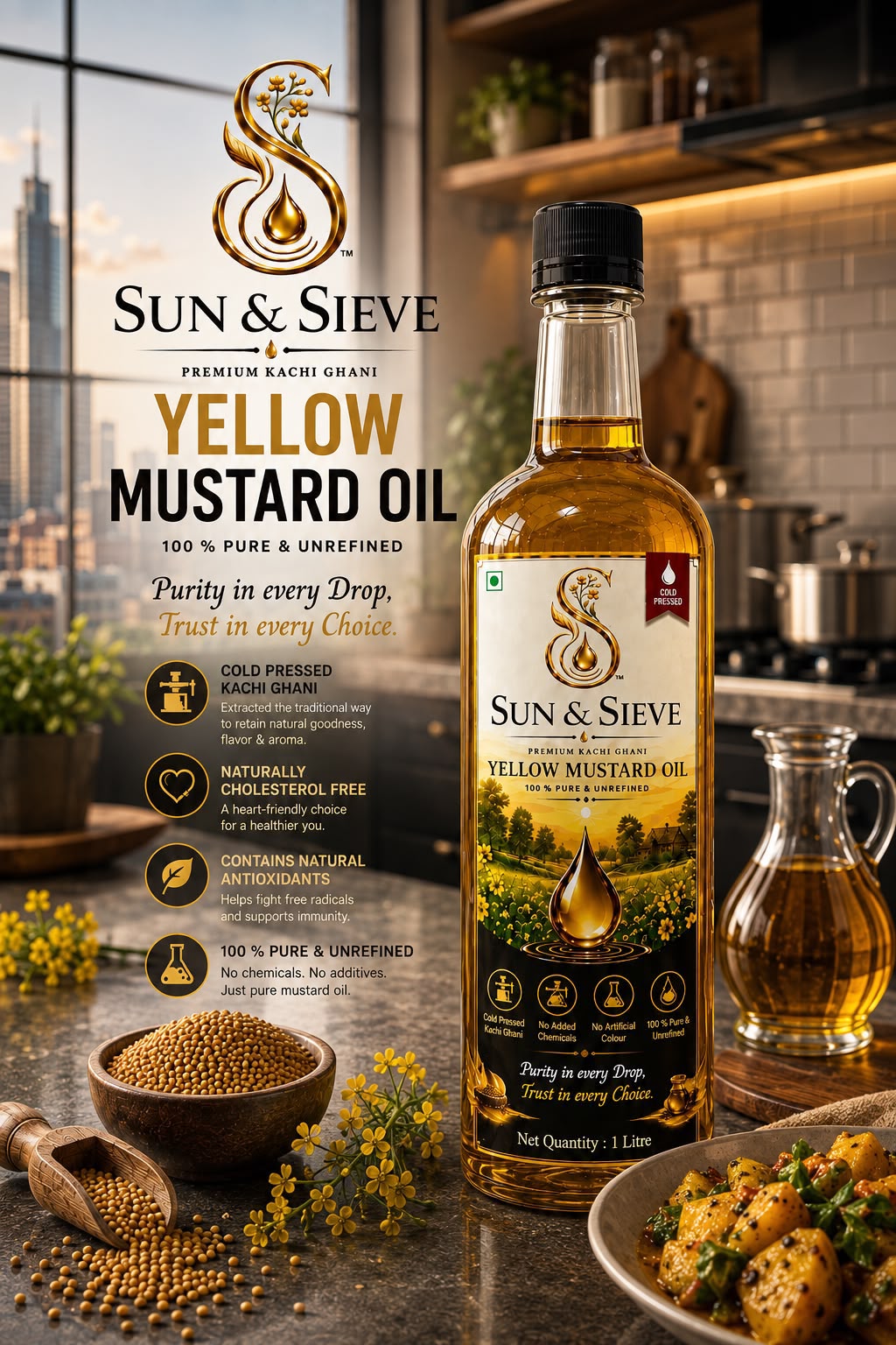Yellow Mustard Oil Bottle