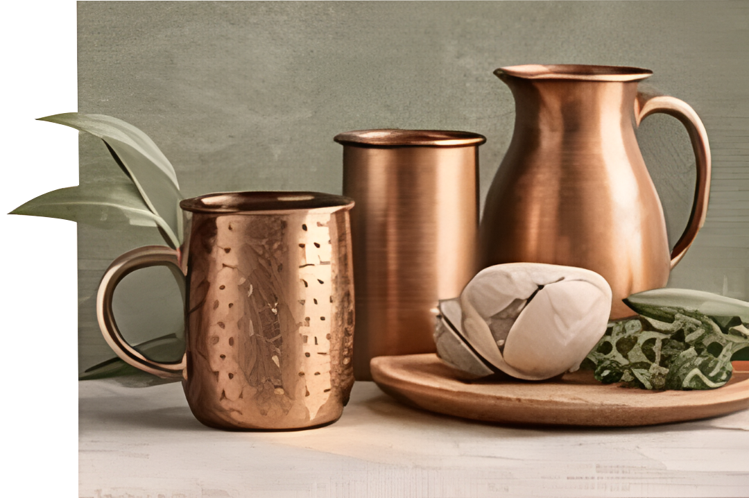 Copper jug and tray collection by Estonia Exports
