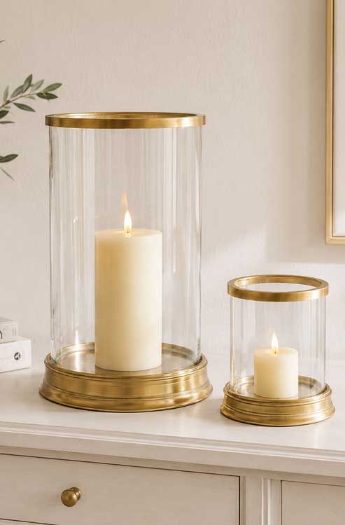 Decorative brass candle lanterns