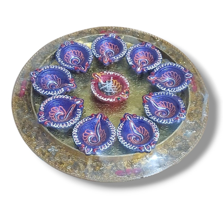 10pcs diya in Round tray