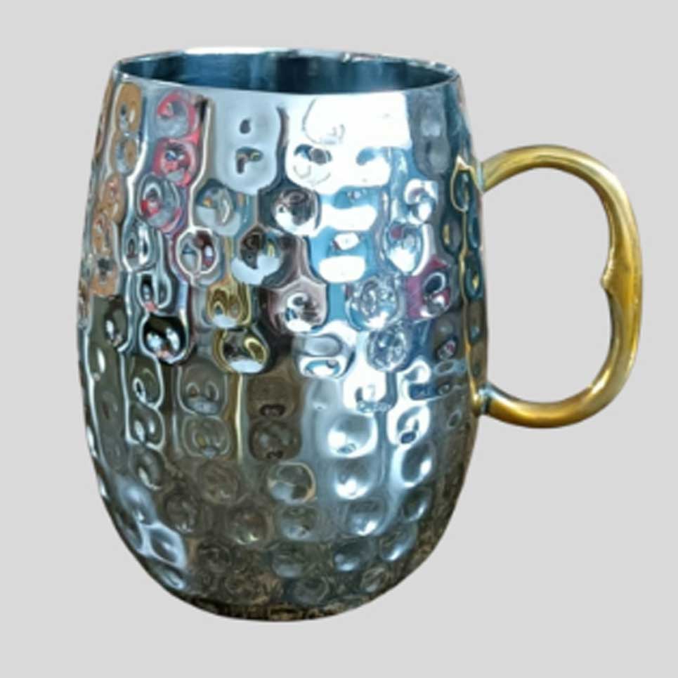 Mirror Hammered Stainless Steel Double Wall Mug