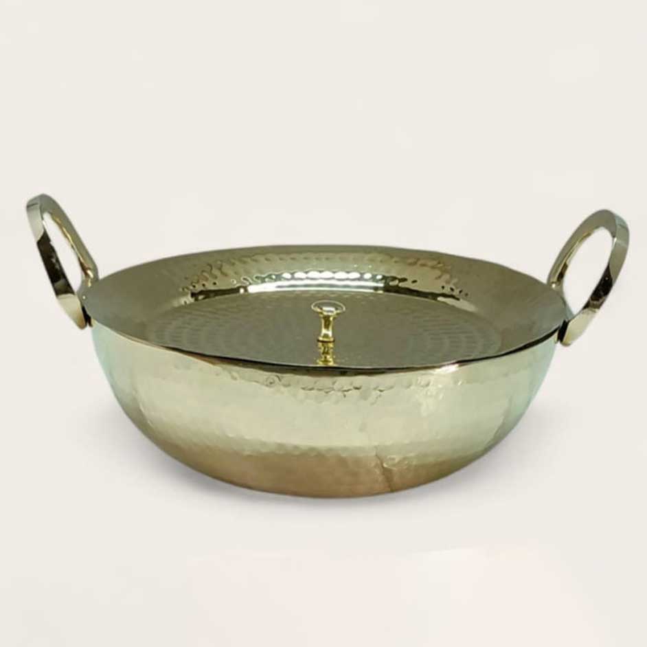 Mirror Hammered Brass Kadai