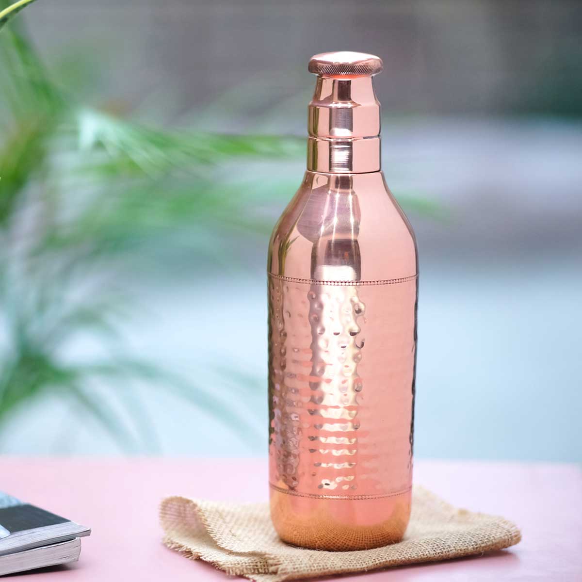 Champenge Copper Bottle  Mirror Hammered