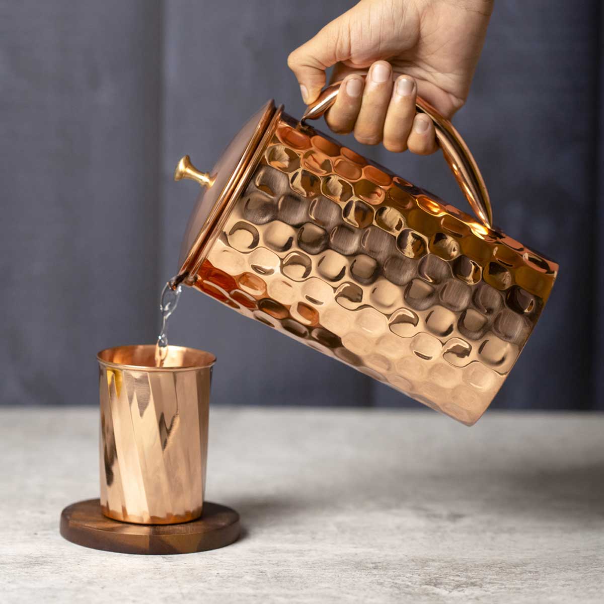 Classic Copper Jug With Brass Knobmirror Diamond photo 3