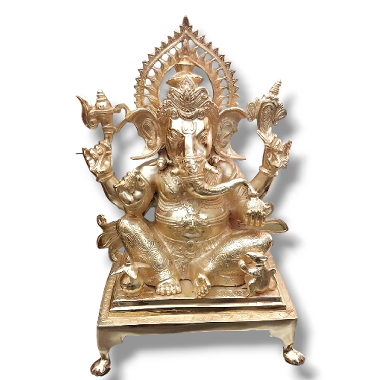 Gold Plated Ganesh ji on Chowki