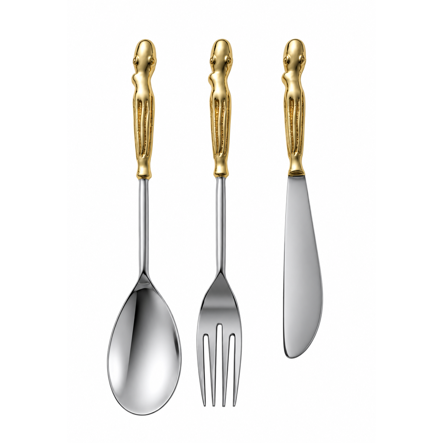 SS Dinner Set with Brass handle