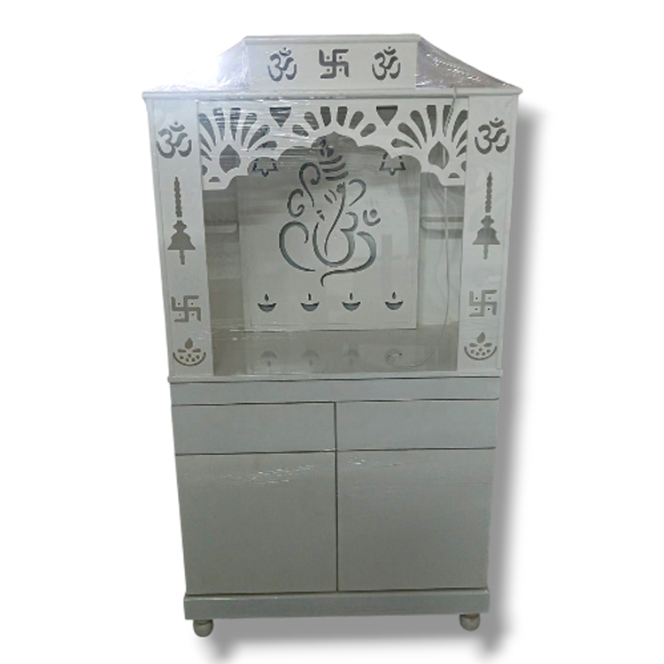 White Wooden Mandir open