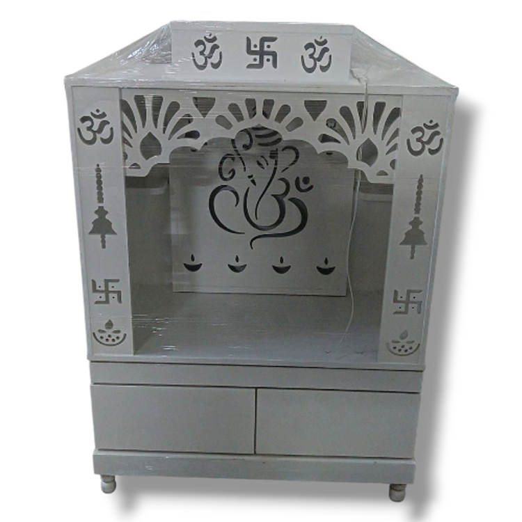 White Wooden Mandir open