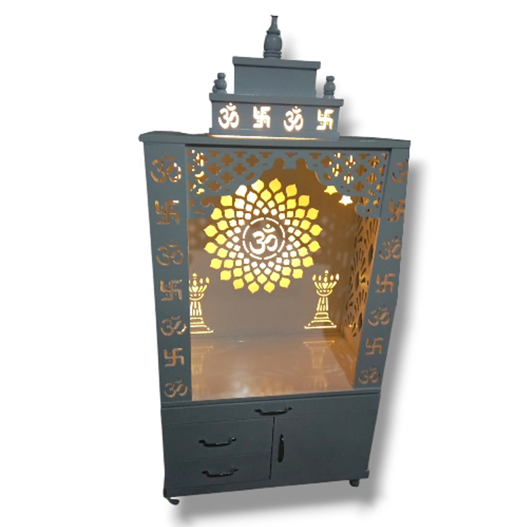 White Wooden Mandir open